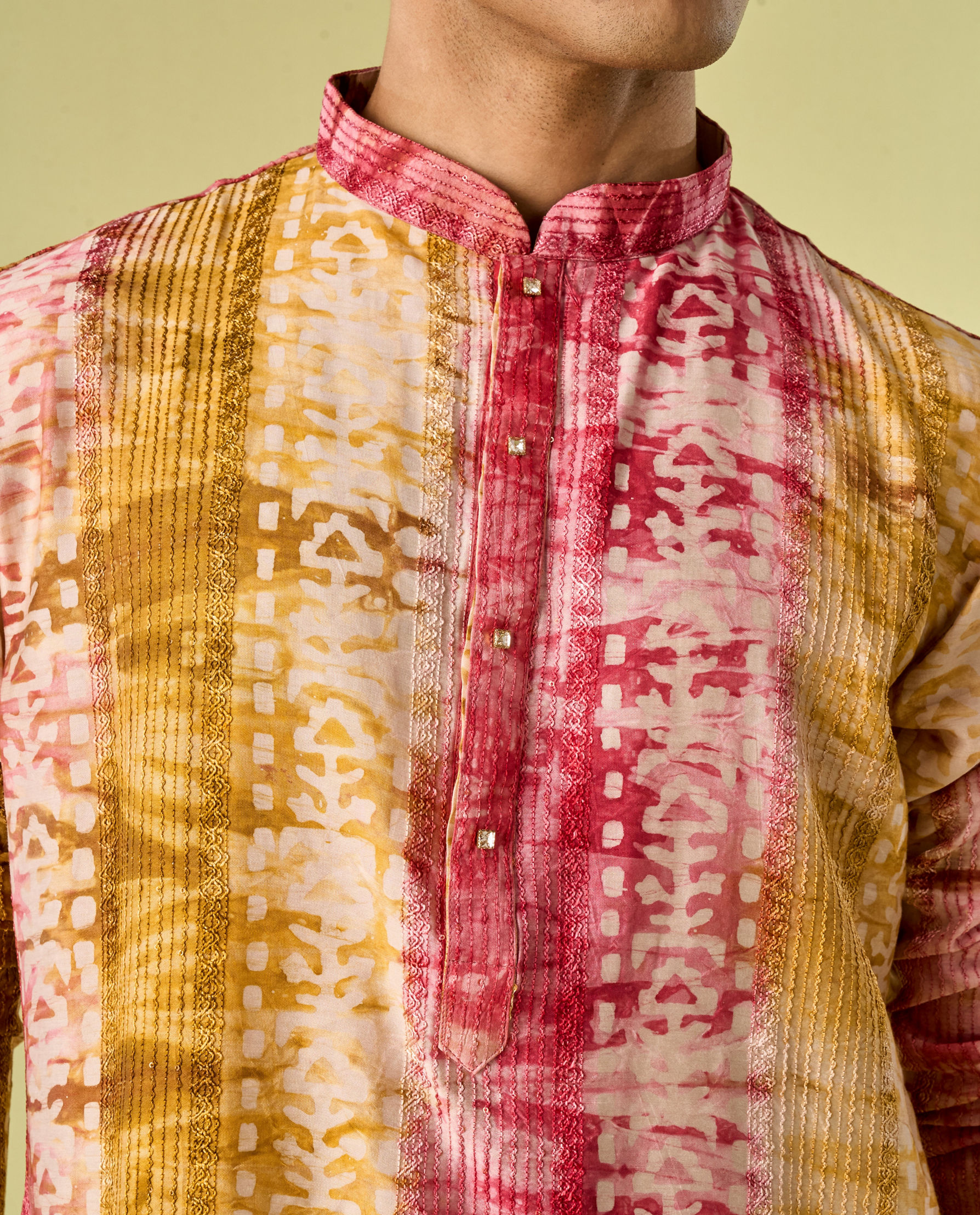 Diwas Men Pink Swirl Symmetry Kurta Pajama