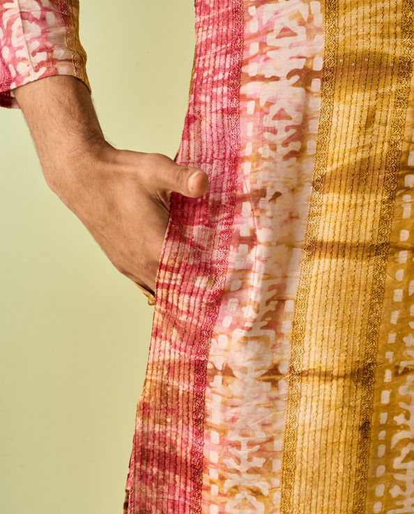 Diwas Men Pink Swirl Symmetry Kurta Pajama