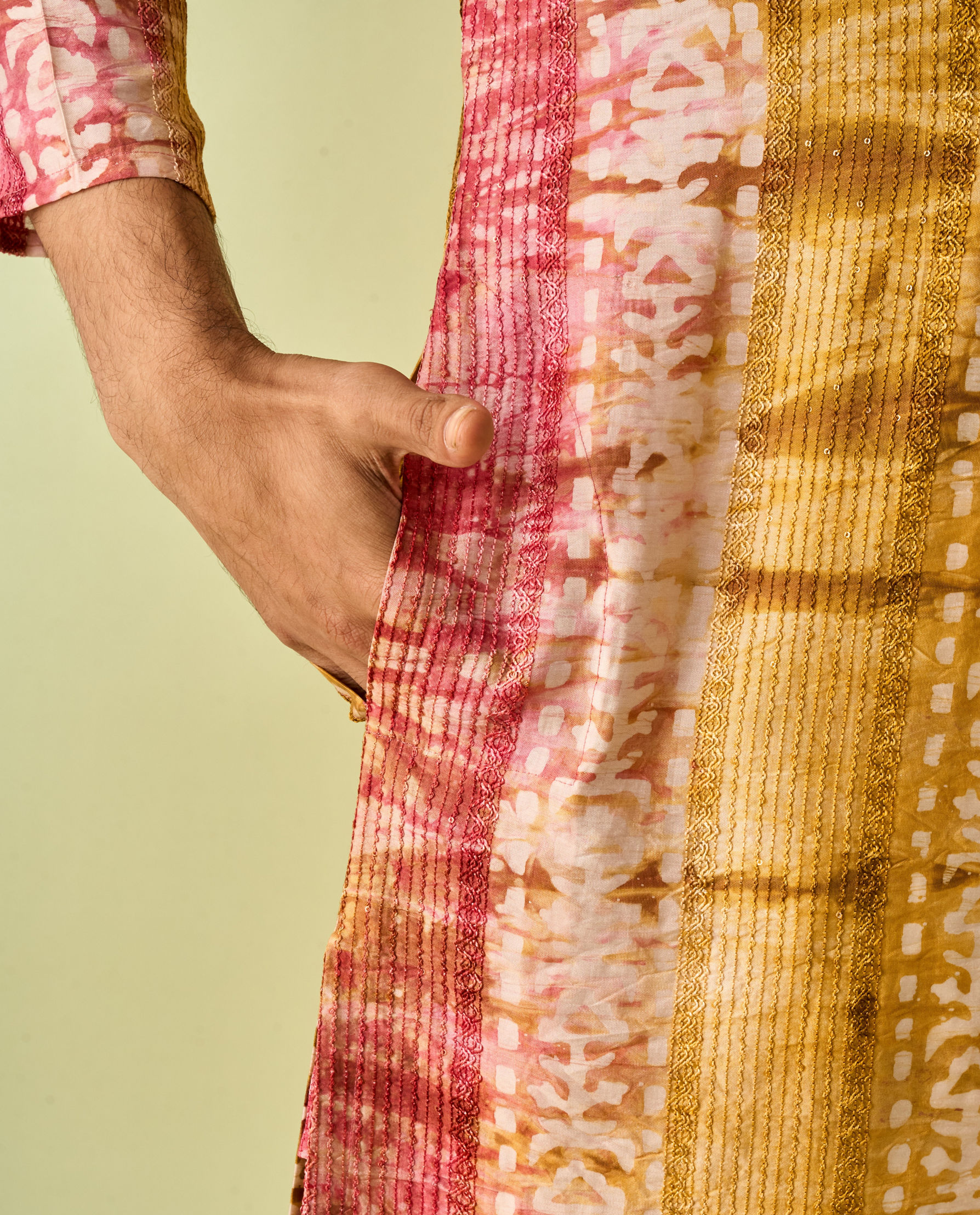 Diwas Men Pink Swirl Symmetry Kurta Pajama