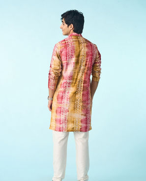 Diwas Men Pink Swirl Symmetry Kurta Pajama