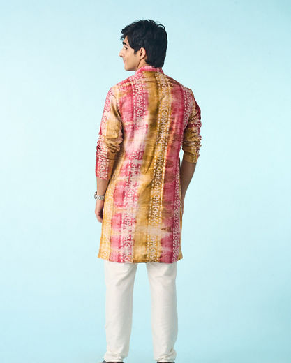 Diwas Men Pink Swirl Symmetry Kurta Pajama