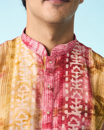 Diwas Men Pink Swirl Symmetry Kurta Pajama