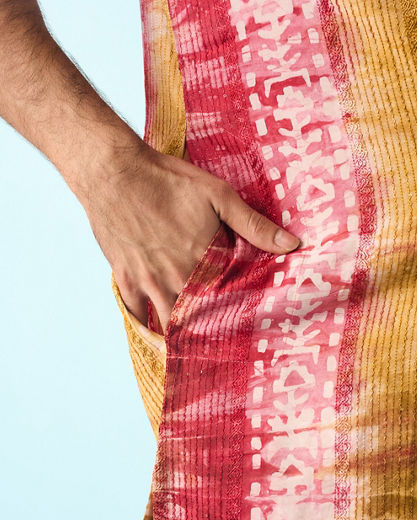 Diwas Men Pink Swirl Symmetry Kurta Pajama