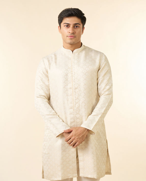 Diwas Men Elegant Cream Brocade Kurta Pajama