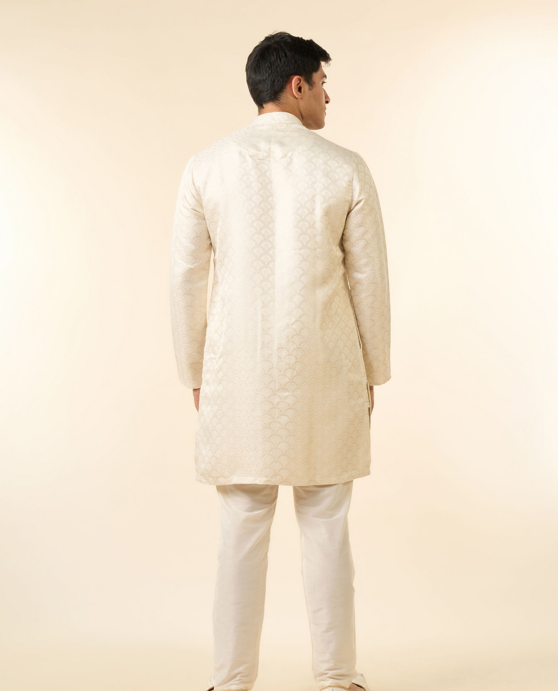 Diwas Men Elegant Cream Brocade Kurta Pajama