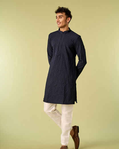 Diwas Men Dark Blue Radiance Kurta Pajama
