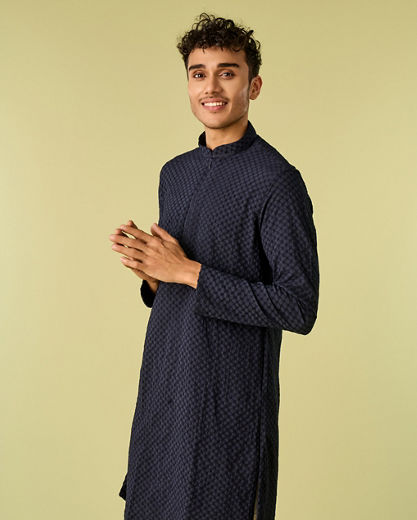 Diwas Men Dark Blue Radiance Kurta Pajama