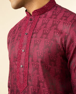 Diwas Men Wine-Colored Kurta Pajama