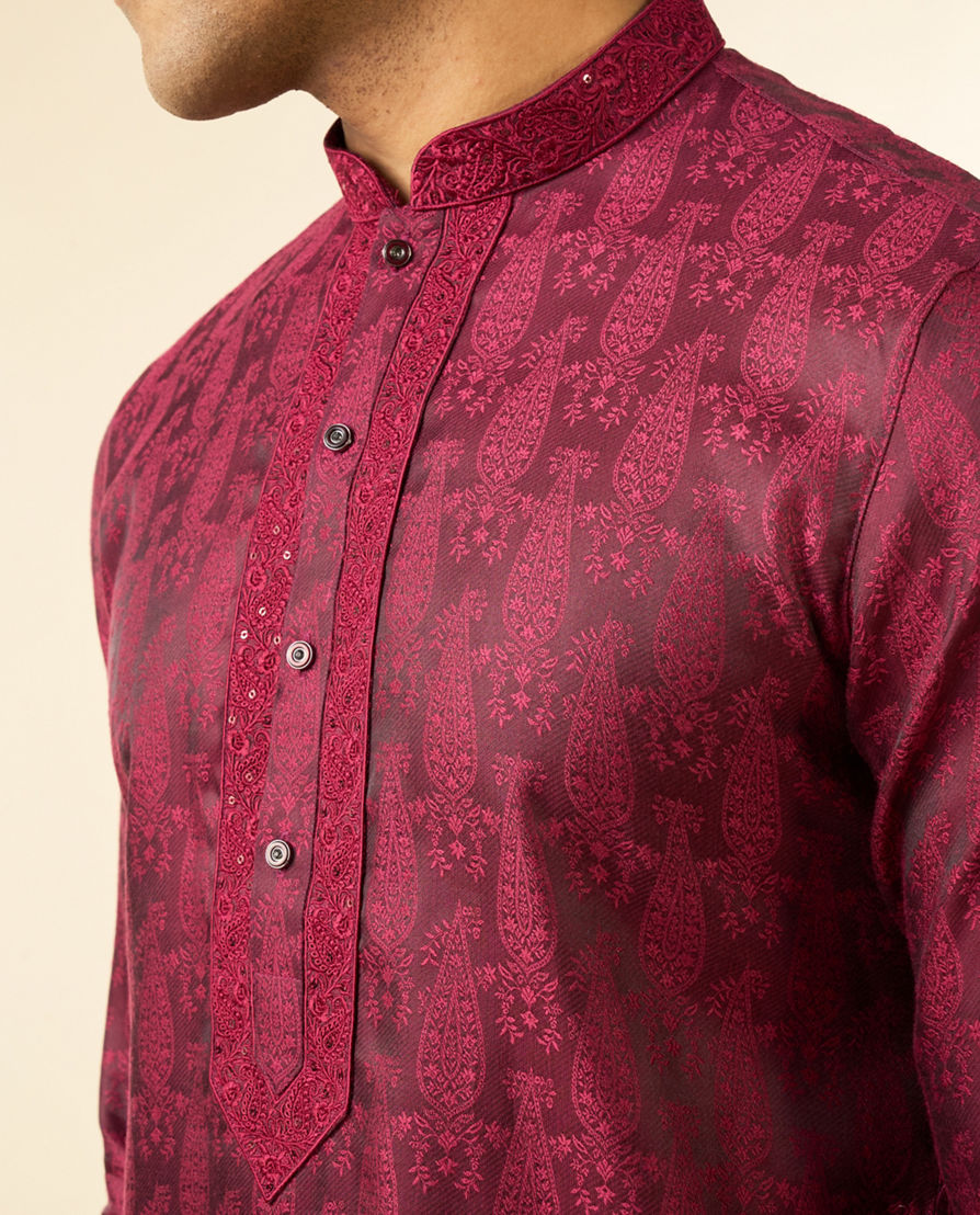Diwas Men Wine-Colored Kurta Pajama