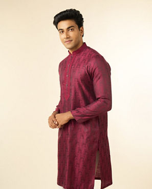 Diwas Men Wine-Colored Kurta Pajama