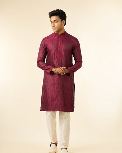 Diwas Men Wine-Colored Kurta Pajama