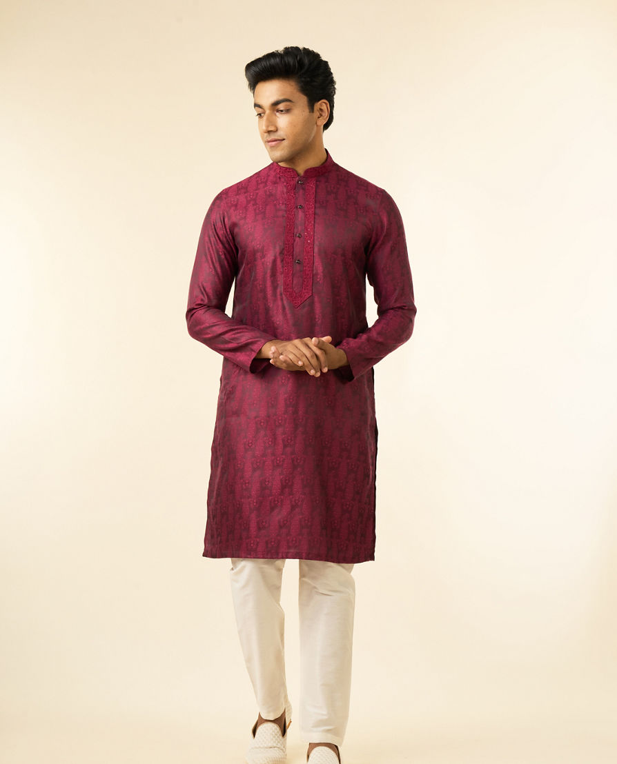 Diwas Men Wine-Colored Kurta Pajama