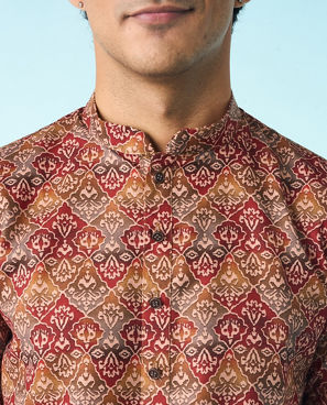 Diwas Men Gleaming Tan Kurta Pajama Set