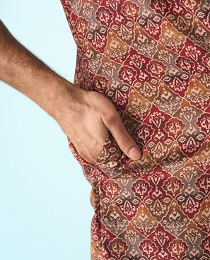 Diwas Men Gleaming Tan Kurta Pajama Set
