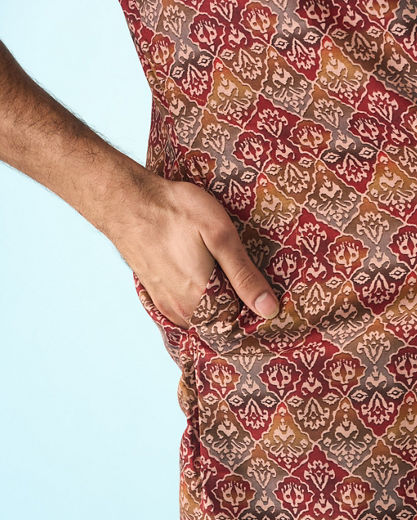 Diwas Men Gleaming Tan Kurta Pajama Set