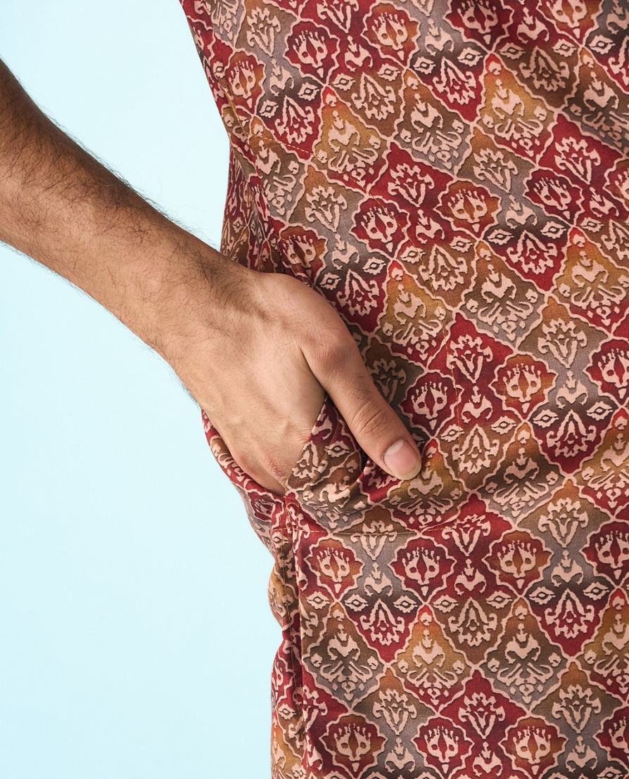 Diwas Men Gleaming Tan Kurta Pajama Set