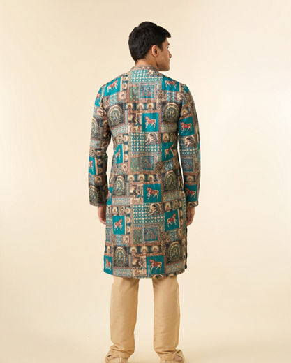 Diwas Men Festive Teal Green Kurta Pajama