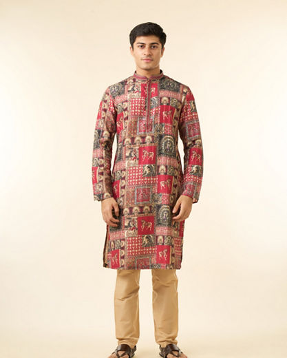 Diwas Men Regal Red Enchantment Kurta Pajama