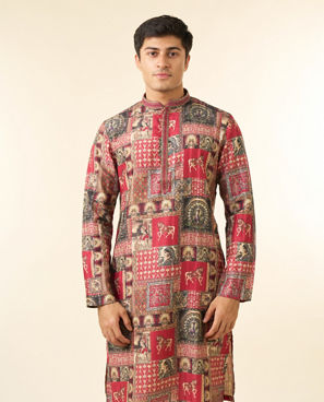Diwas Men Regal Red Enchantment Kurta Pajama