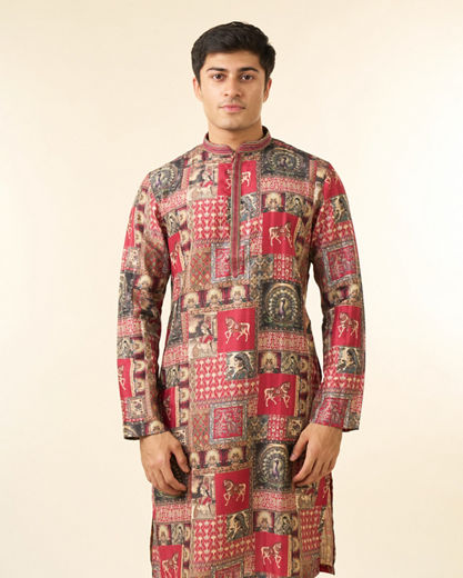 Diwas Men Regal Red Enchantment Kurta Pajama