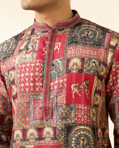 Diwas Men Regal Red Enchantment Kurta Pajama