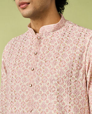 Diwas Men Pink Elegance Georgette Kurta Pajama