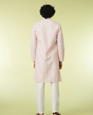 Diwas Men Pink Elegance Georgette Kurta Pajama