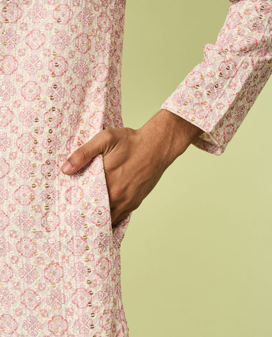 Diwas Men Pink Elegance Georgette Kurta Pajama