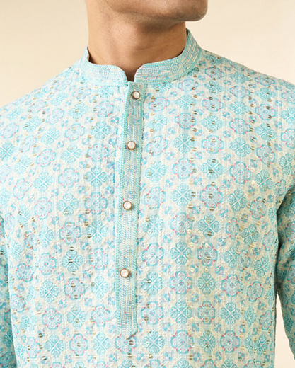 Diwas Men Light Blue Georgette Kurta Pajama