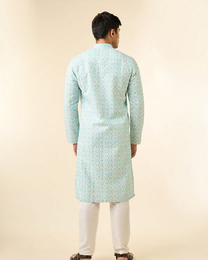 Diwas Men Light Blue Georgette Kurta Pajama