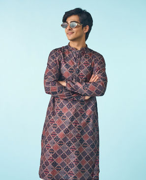 Diwas Men Regal Dark Blue Kurta Pajama