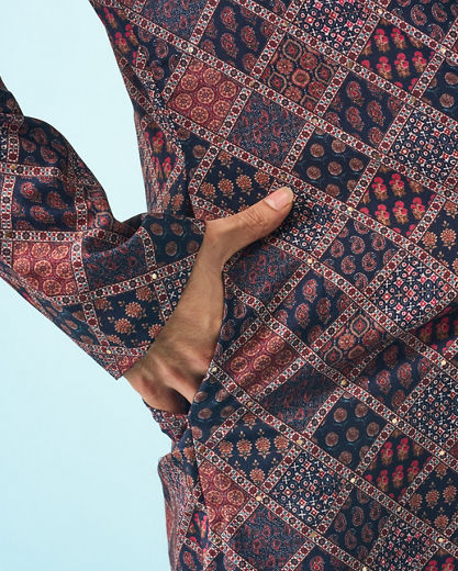 Diwas Men Regal Dark Blue Kurta Pajama