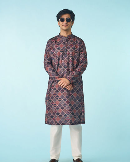 Diwas Men Regal Dark Blue Kurta Pajama