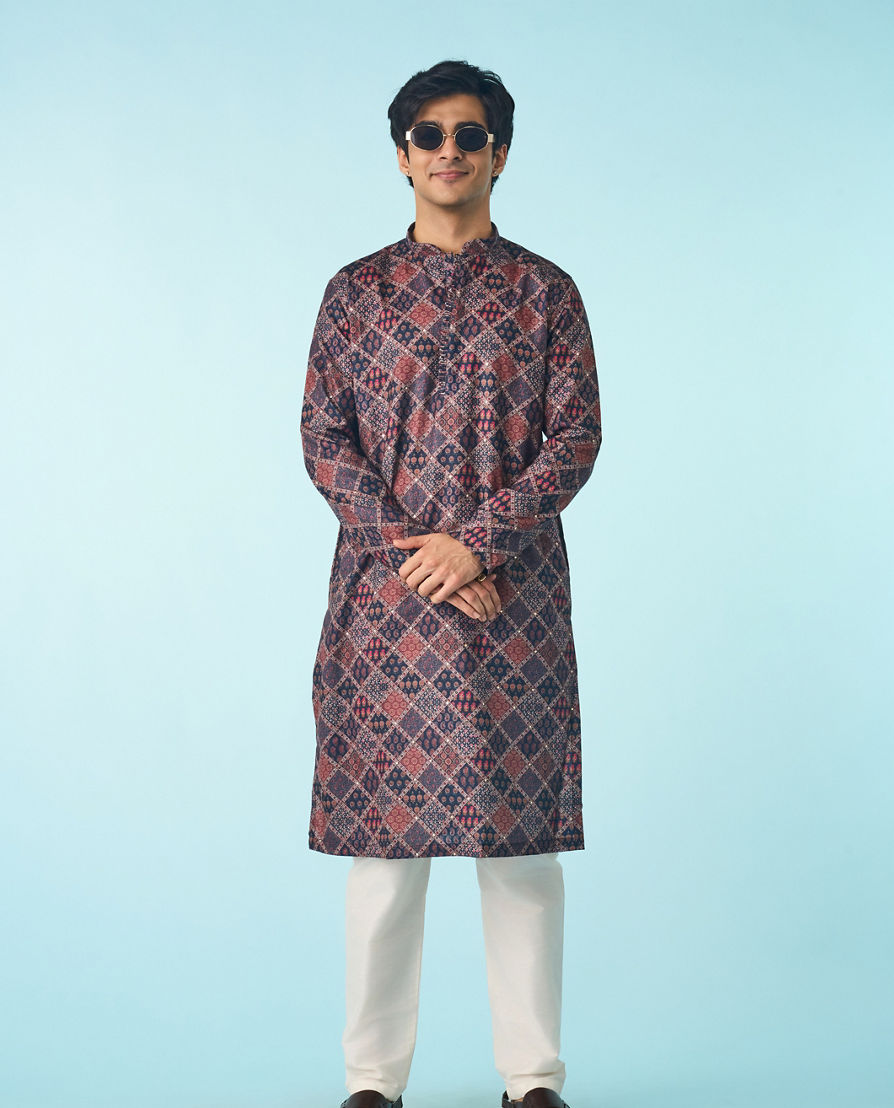 Diwas Men Regal Dark Blue Kurta Pajama