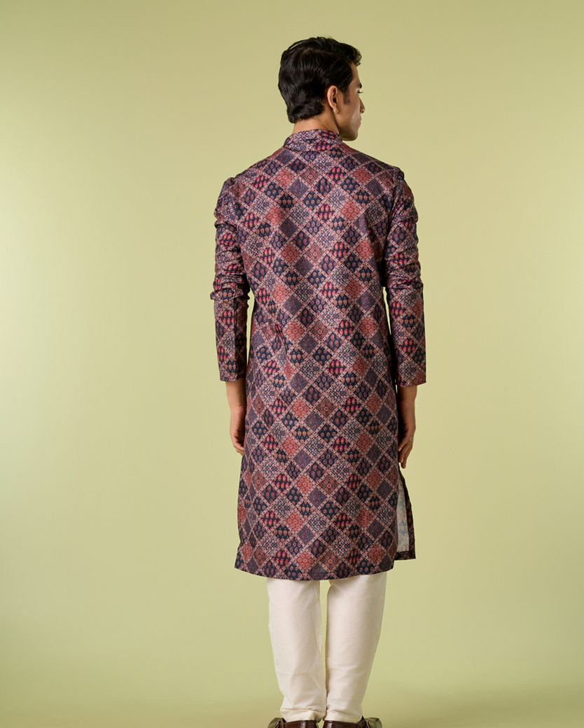 Diwas Men Regal Dark Blue Kurta Pajama