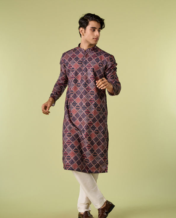 Diwas Men Regal Dark Blue Kurta Pajama