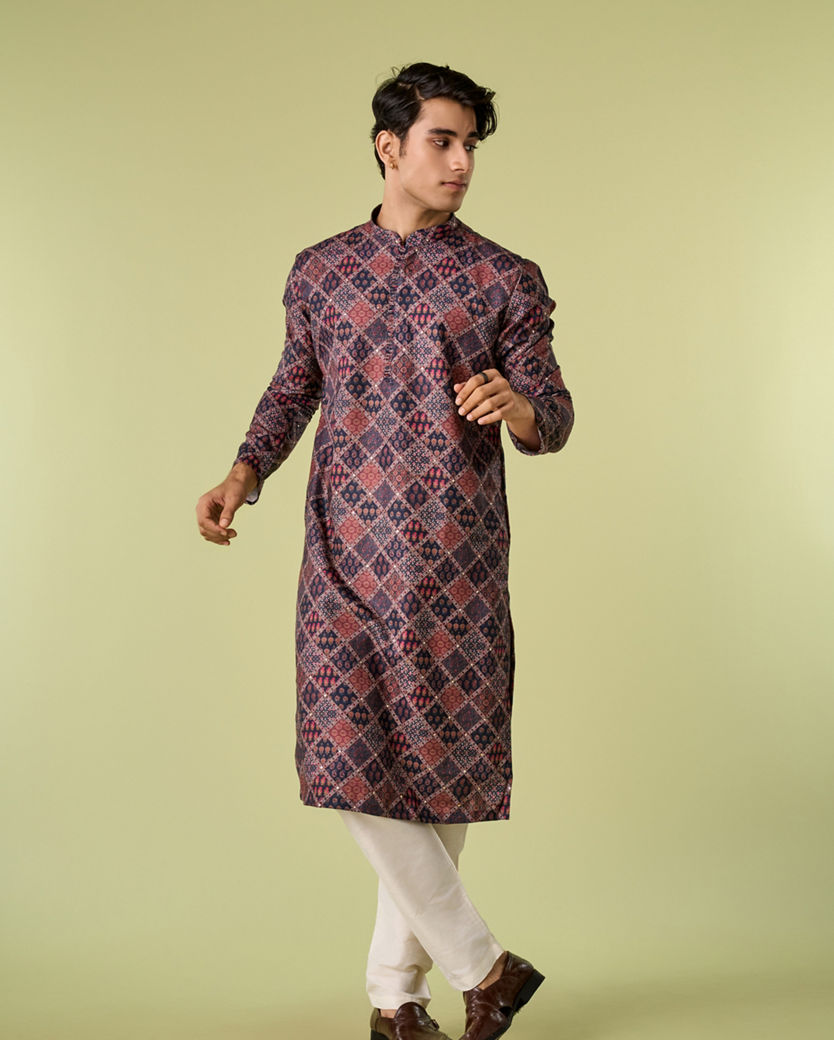 Diwas Men Regal Dark Blue Kurta Pajama