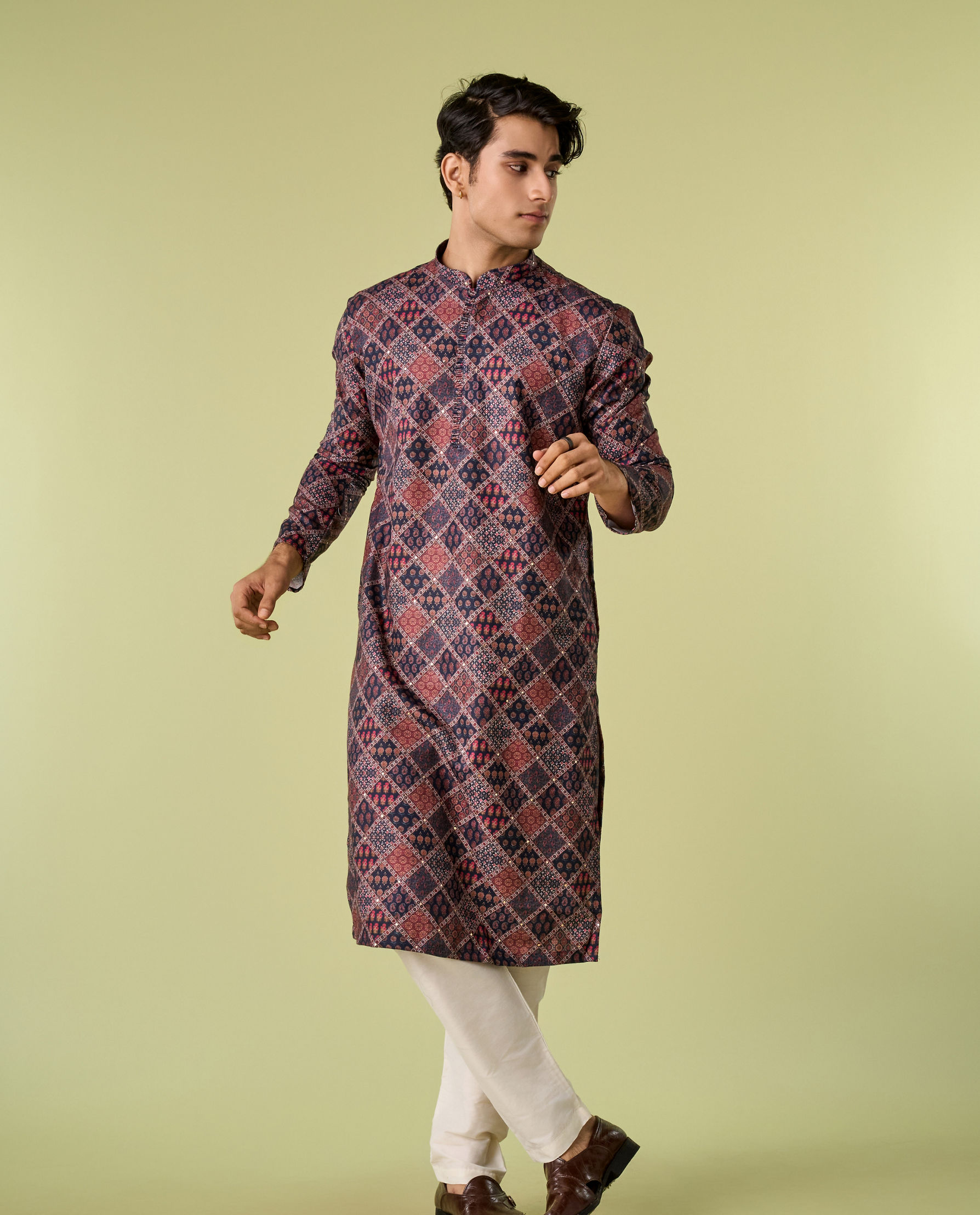 Diwas Men Regal Dark Blue Kurta Pajama
