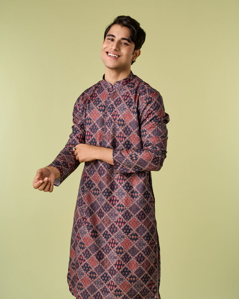 Diwas Men Regal Dark Blue Kurta Pajama