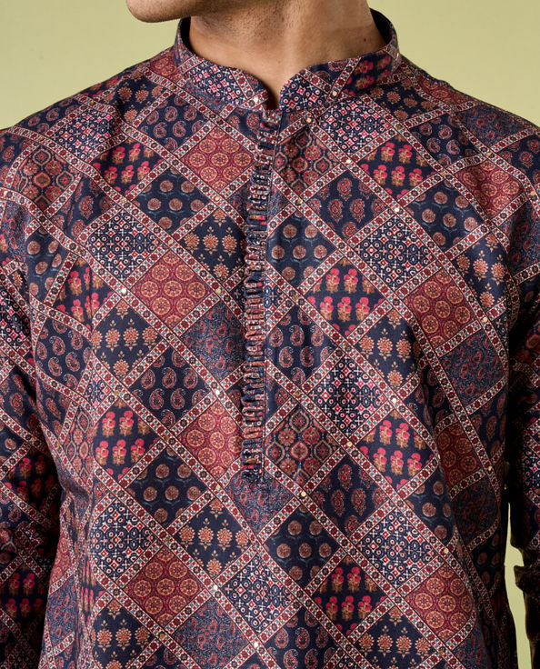 Diwas Men Regal Dark Blue Kurta Pajama