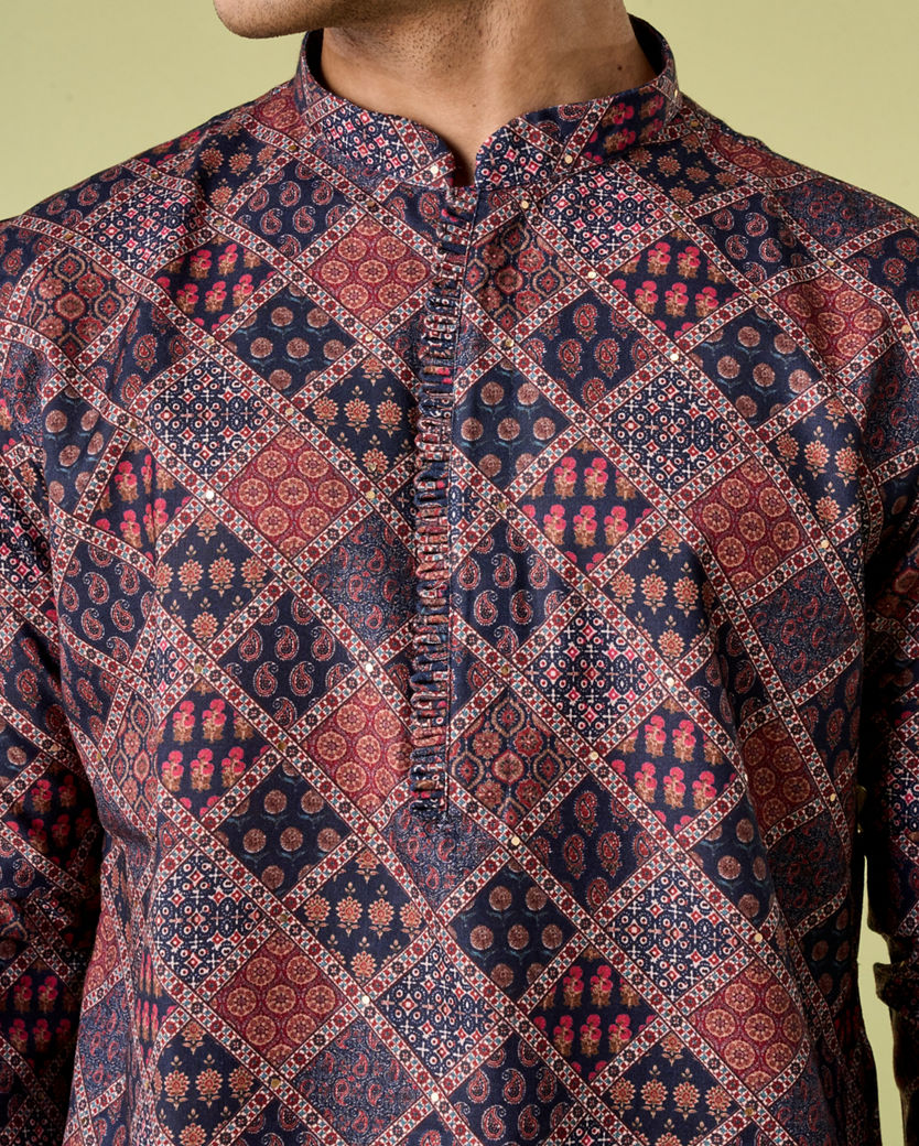 Diwas Men Regal Dark Blue Kurta Pajama