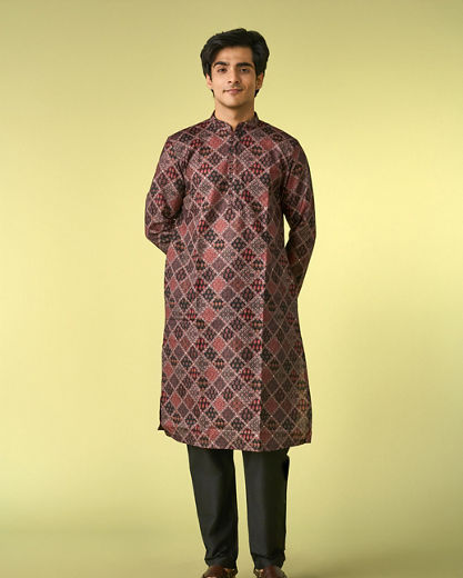 Diwas Men Elegant Black Cotton Kurta Pajama