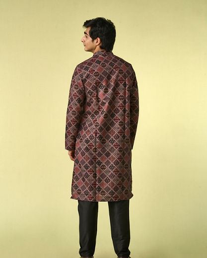 Diwas Men Elegant Black Cotton Kurta Pajama