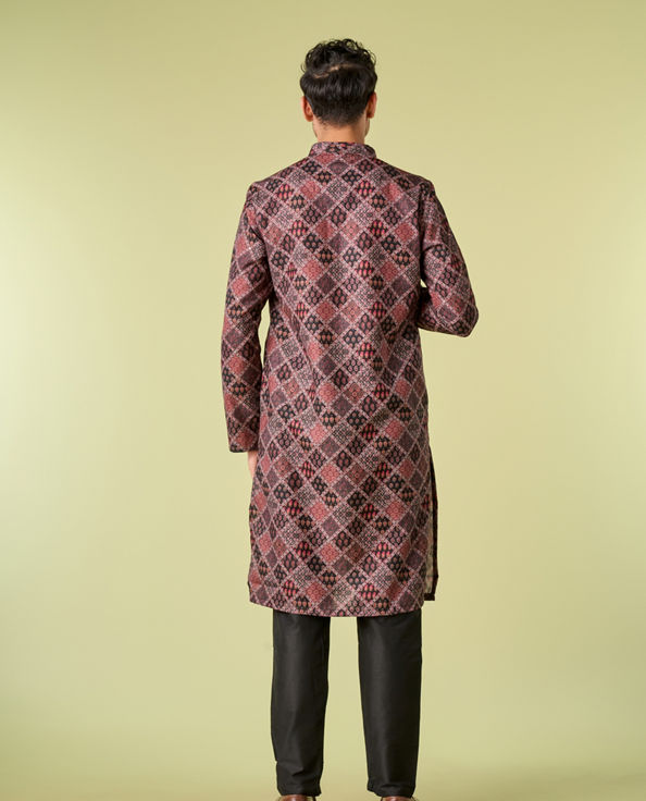 Diwas Men Elegant Black Cotton Kurta Pajama