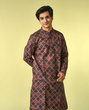 Diwas Men Elegant Black Cotton Kurta Pajama