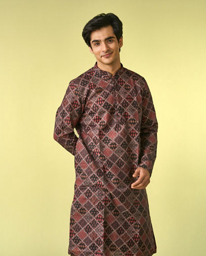 Diwas Men Elegant Black Cotton Kurta Pajama