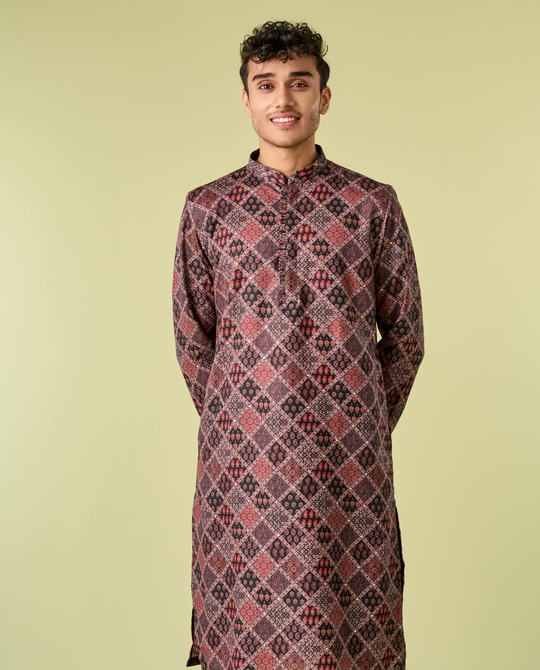 Diwas Men Elegant Black Cotton Kurta Pajama
