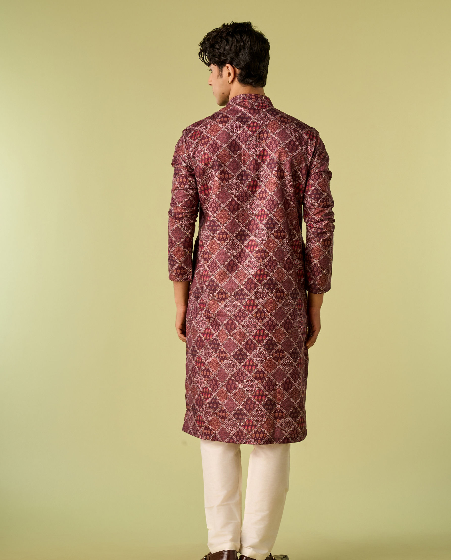 Diwas Men Regal Wine Cotton Kurta Pajama