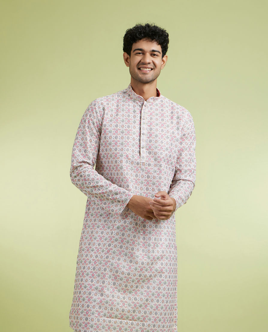 Diwas Men Allure Warm White Pink Kurta Pajama