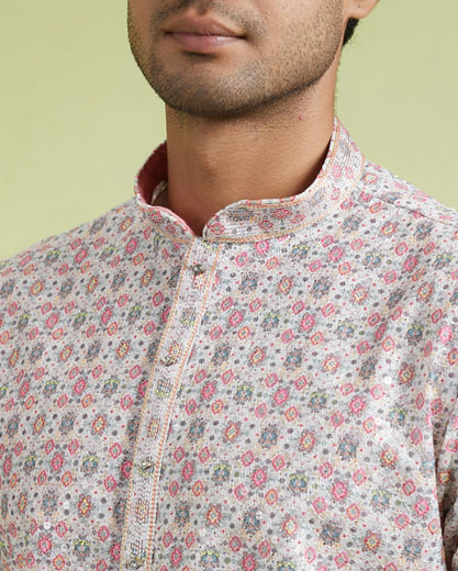 Diwas Men Allure Warm White Pink Kurta Pajama